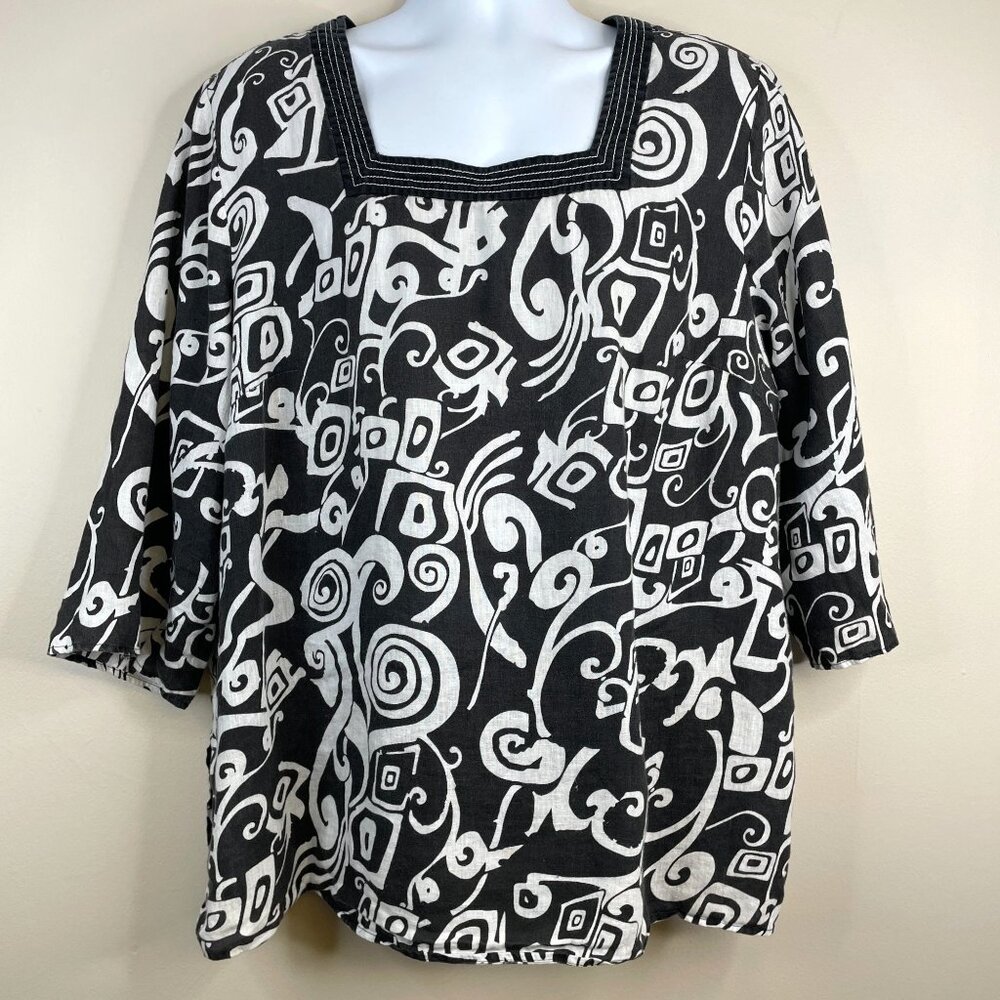 Alexandra‎ Bartlett Women Linen Tunic Top Size 2X Neutral Travel Beachy Coastal